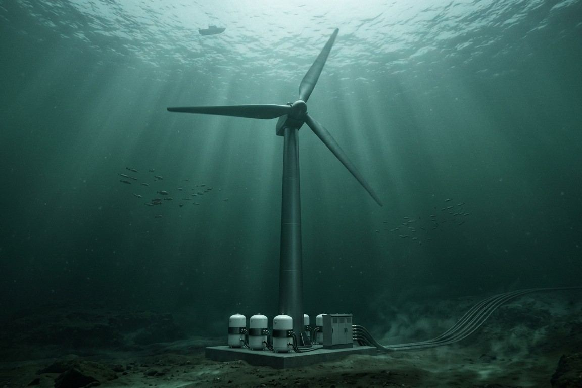 Tidal turbine and compute pods on the sea floor - the Hub concept
